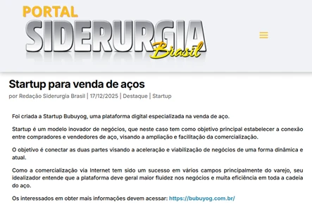 Siderurgia Brasil- Startup para venda de aços